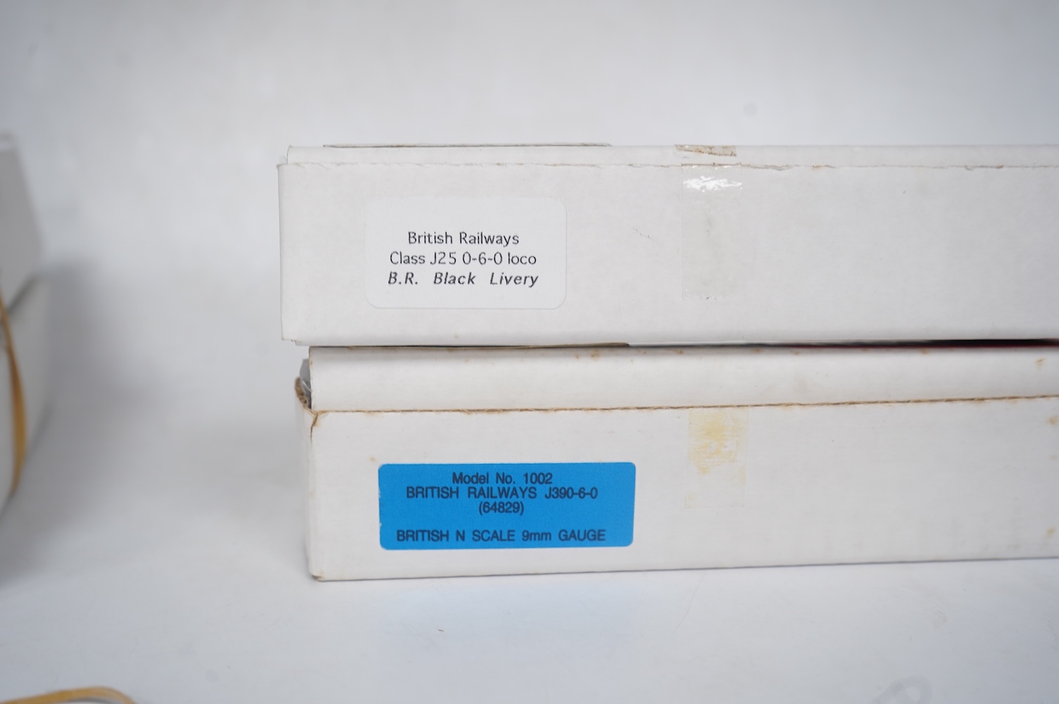 Two boxed Union Mills Models N gauge railway BR locomotives; a Class J39, 64829, and a Class J25, 65685. Condition - good.